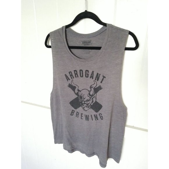 ARROGANT BREWING SLEEVELESS 2-SIDED GRAPHIC LOGO SHIRT Mens XXL Gray - Picture 3 of 8